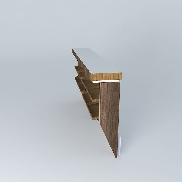 Kit404 panel with shelf Wood Leaning by Alex Marques Free 3D model_2