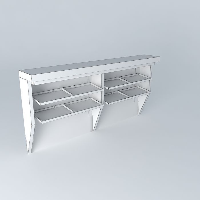 Kit404 panel with shelf Wood Leaning by Alex Marques Free 3D model_3