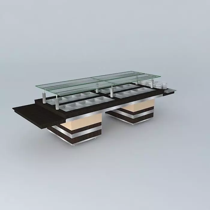 Kit005C buffet table with glass top Free 3D model