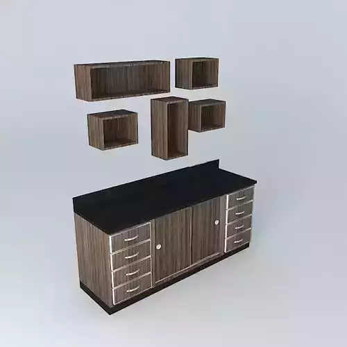 Kit132 Desk and wall niches by Alex Marques