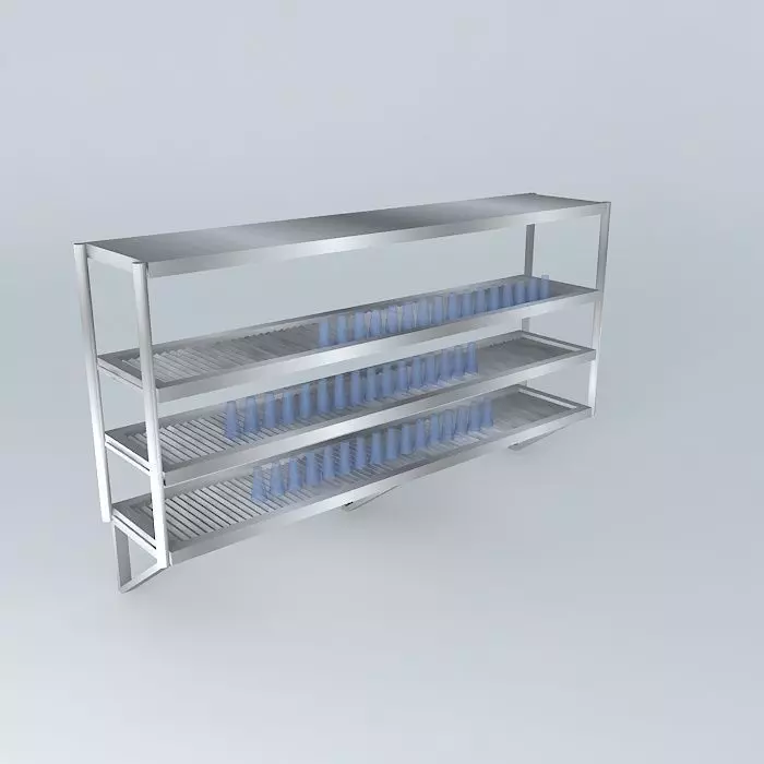 Kit stainless steel shelf with bottles Free 3D model