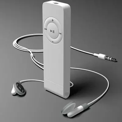 Shuffle player with earphones 3D model