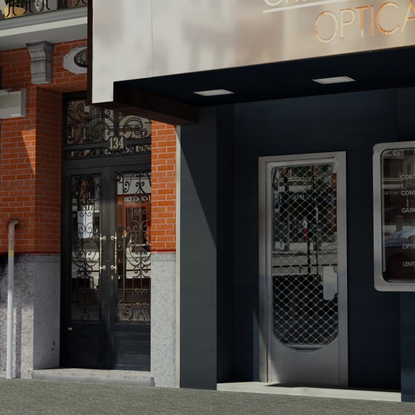 Building with windows and balconies 3D model_5