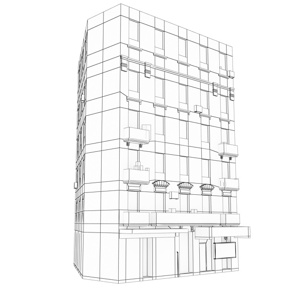 Building with windows and balconies 3D model_13