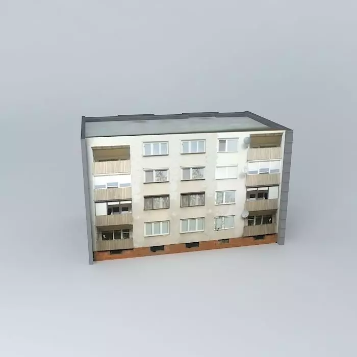 Western housing 67 condominiums bytovy dom č67 Sídlisko Západ Free 3D model_0