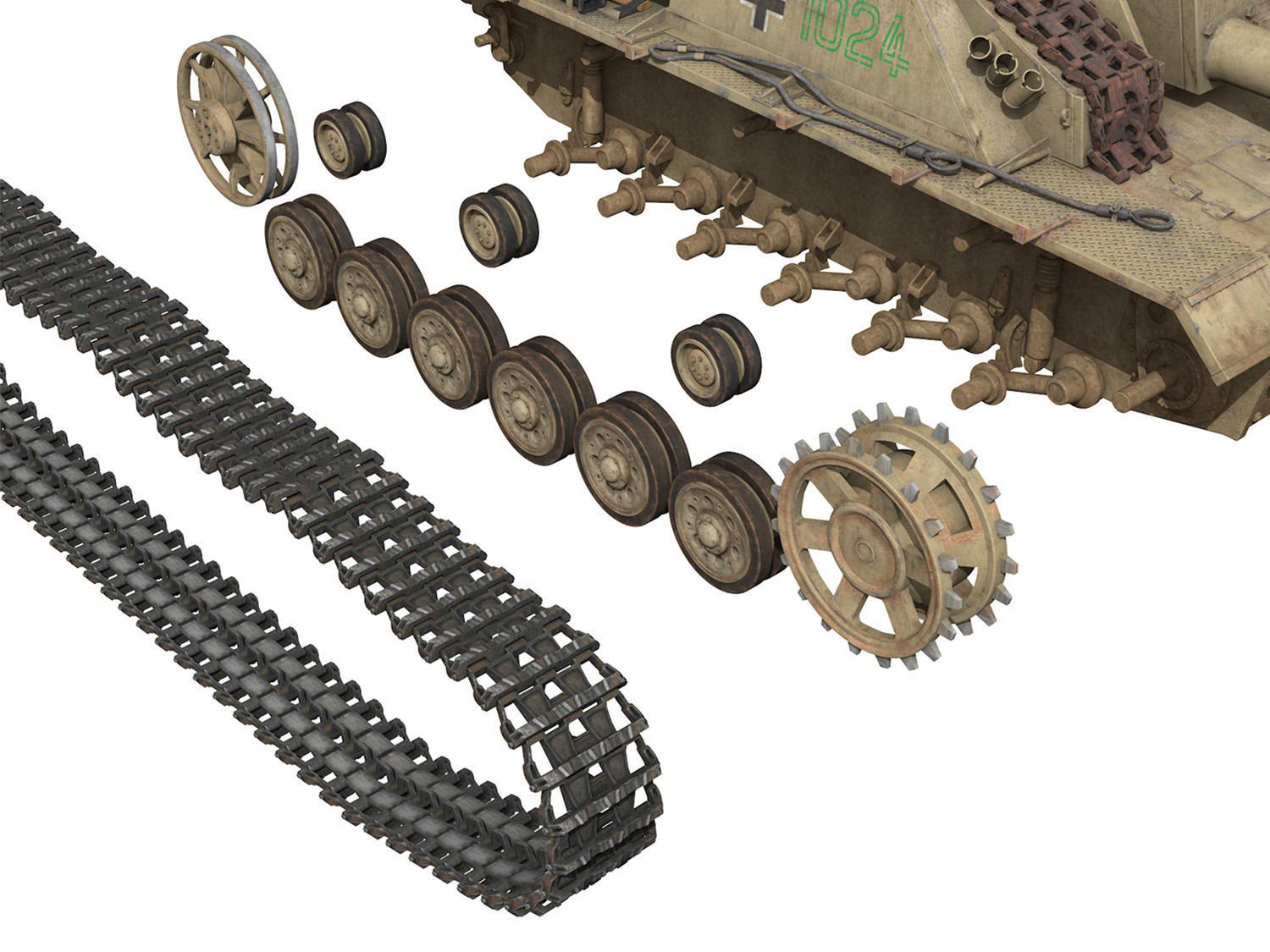 StuG III - Ausf G - 1024 - Early Production 3D model_10