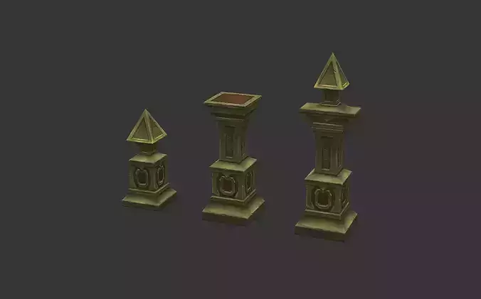 Low Poly Pillar three pillars Free low-poly 3D model