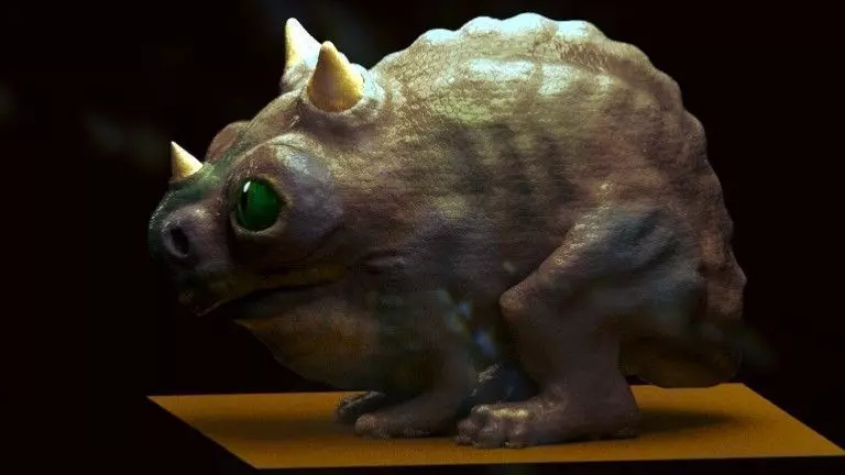 little alien reptile creature RIGGED 3D model_0