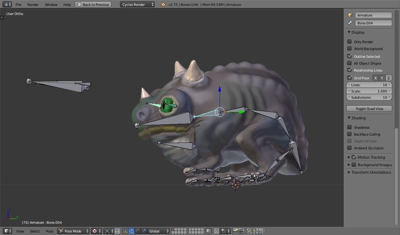 little alien reptile creature RIGGED 3D model_1