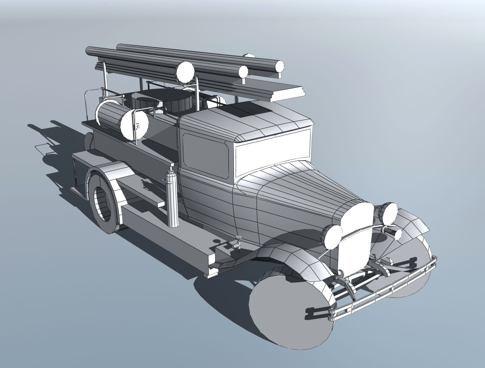 GAZ-AA Fire truck PMG-1 type Low-poly 3D model_7