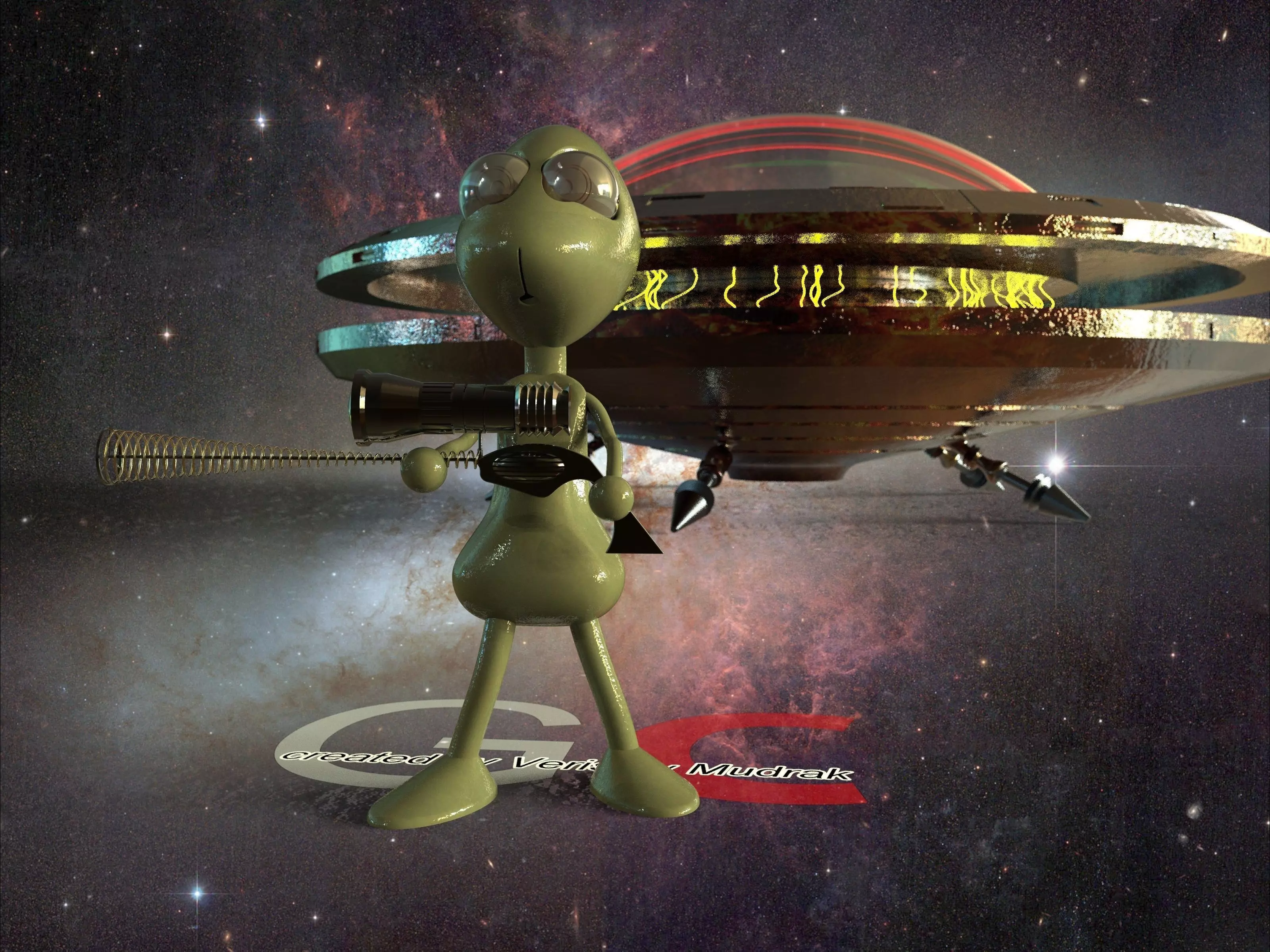 Alien with gun Free 3D model_0
