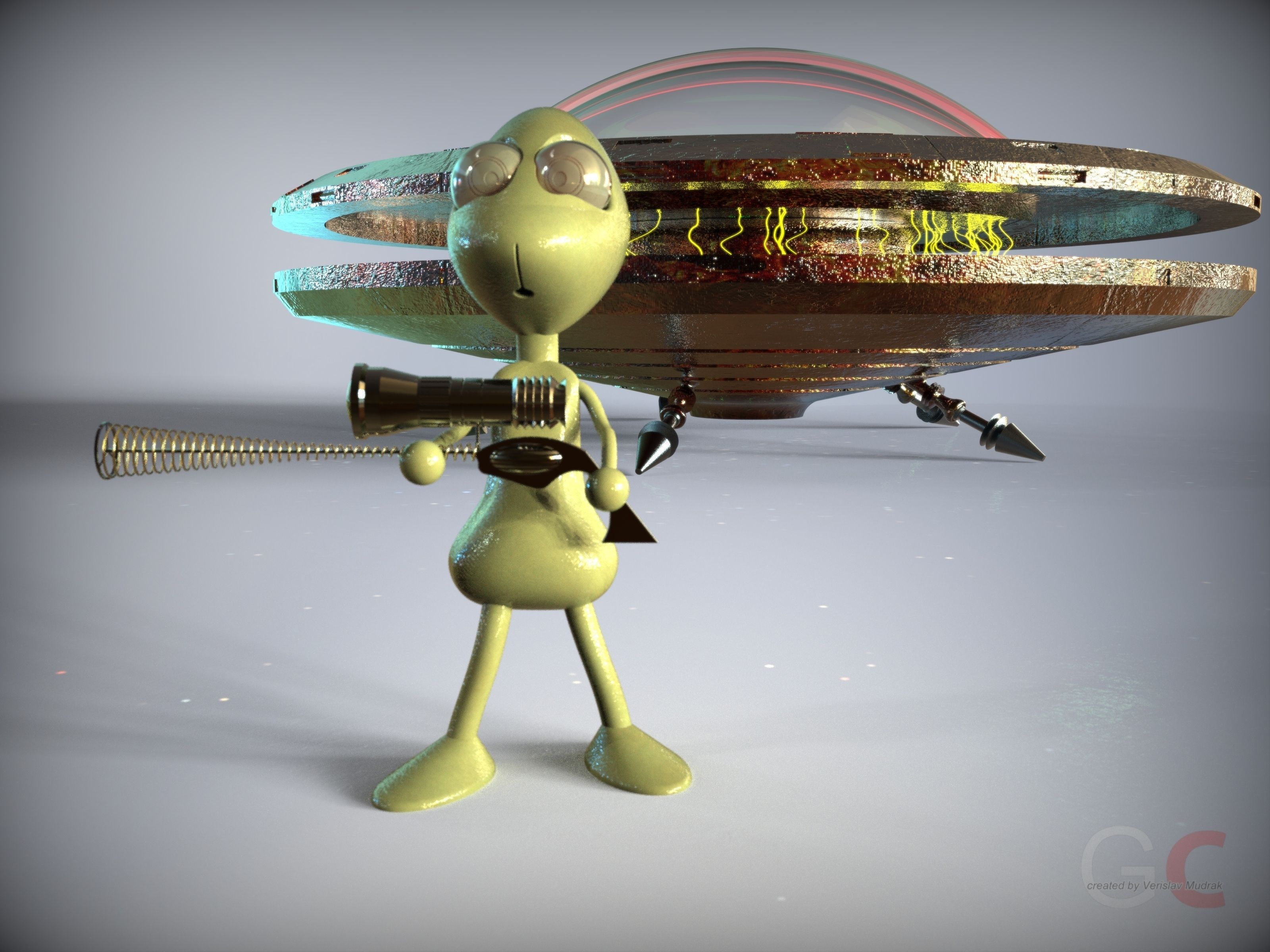 Alien with gun Free 3D model_1