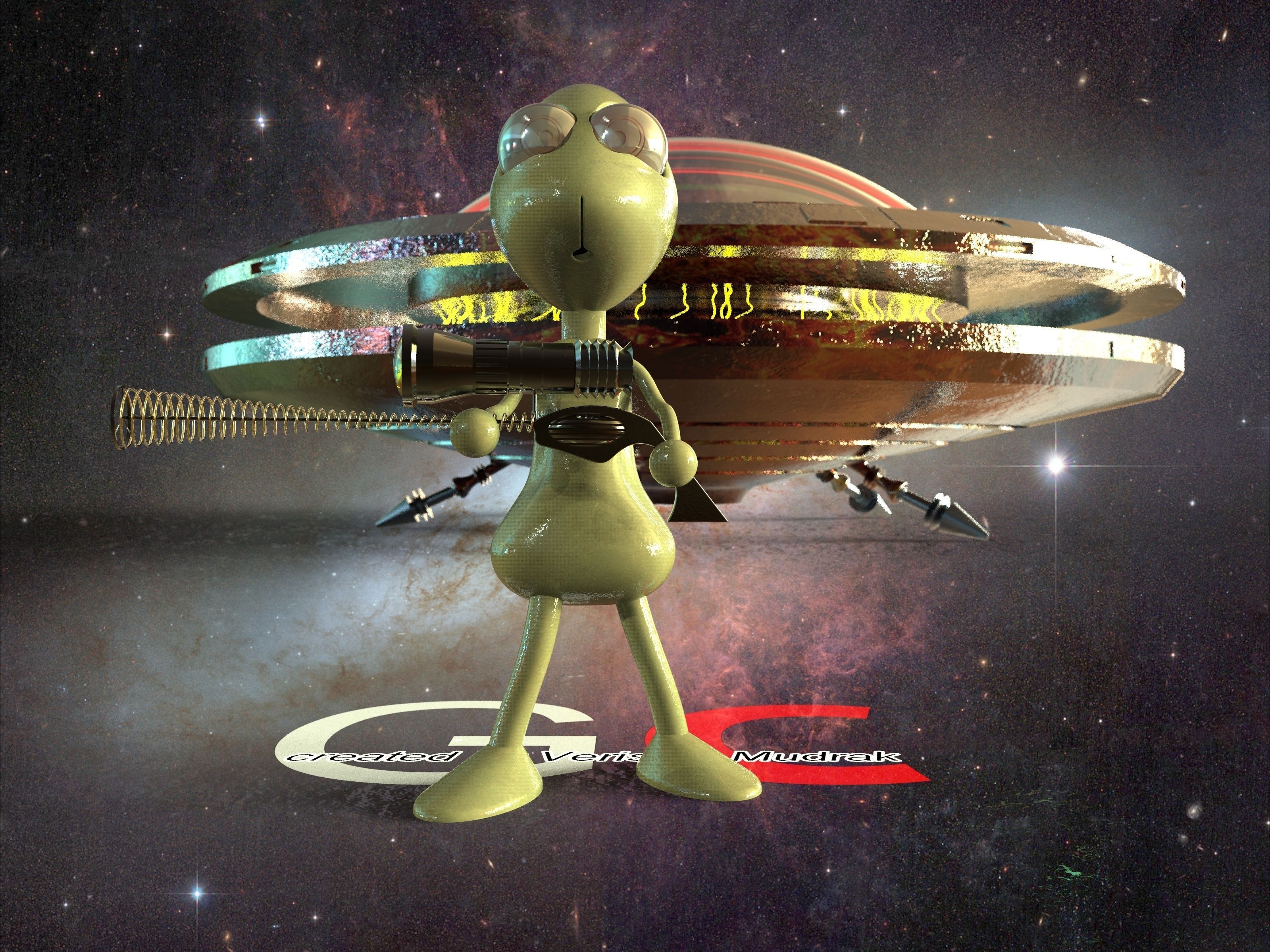 Alien with gun Free 3D model_3