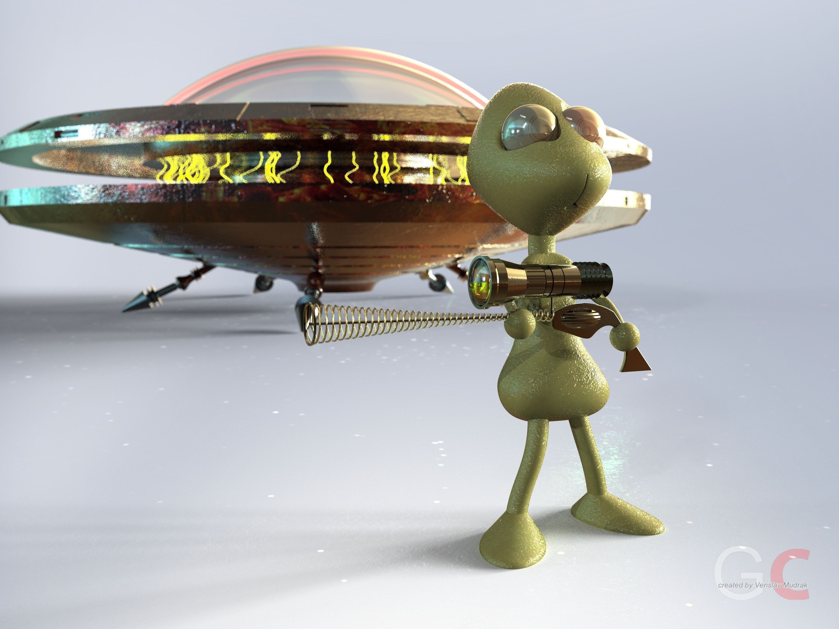Alien with gun Free 3D model_2