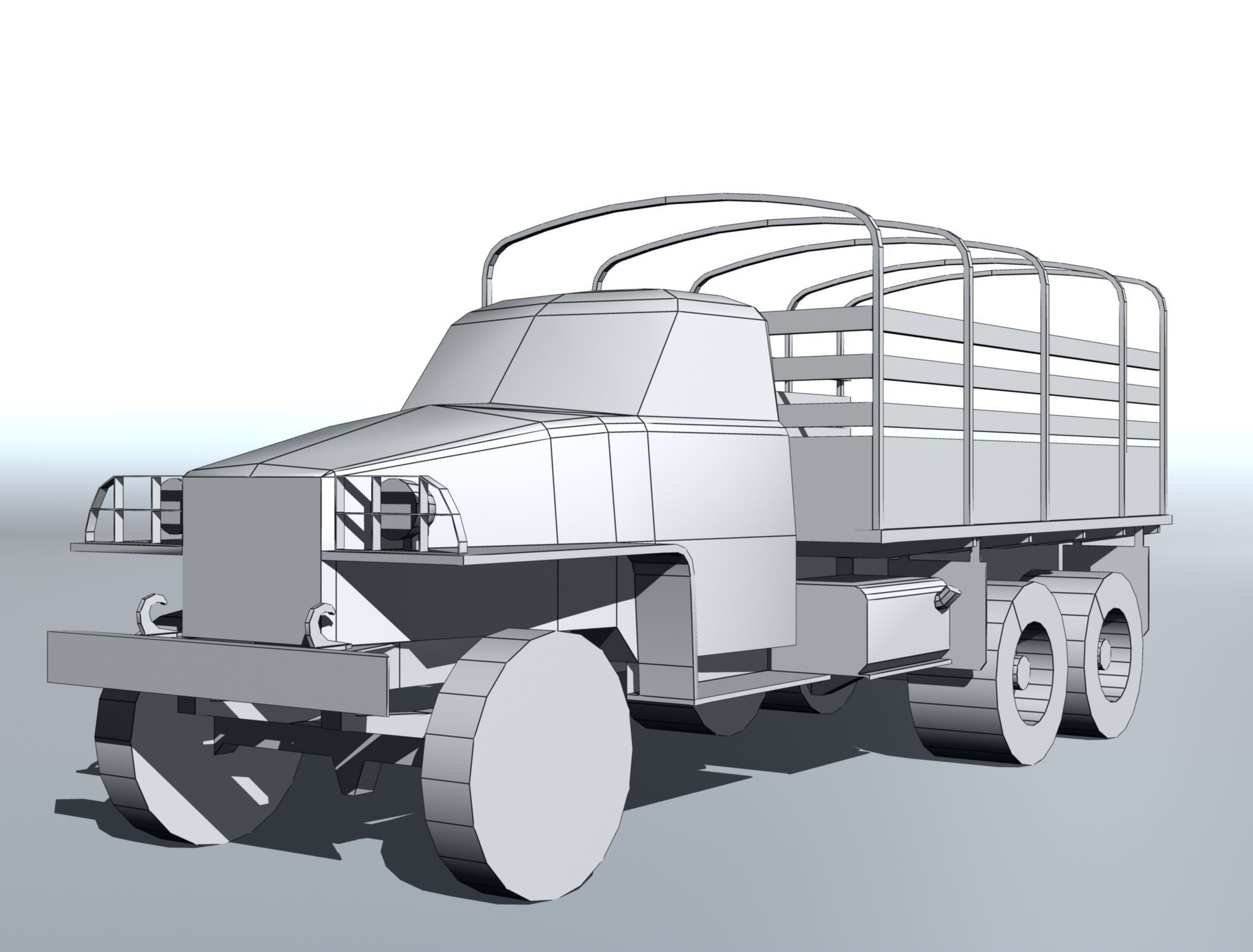 Studebaker us6 Low-poly 3D model_5