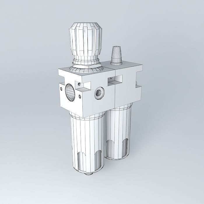 Filter regulator lubricator 1 2 preassembled Free 3D model_3