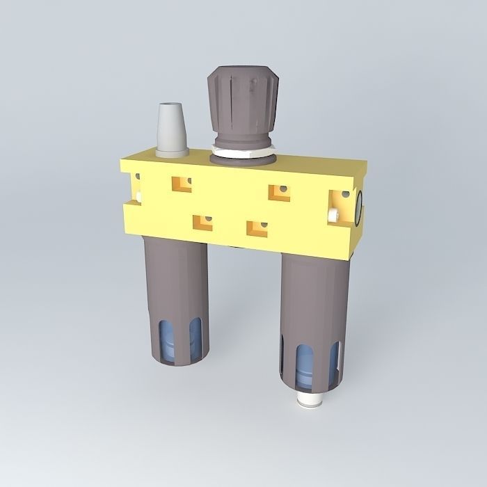 Filter regulator lubricator 14 preassembled Free 3D model_1