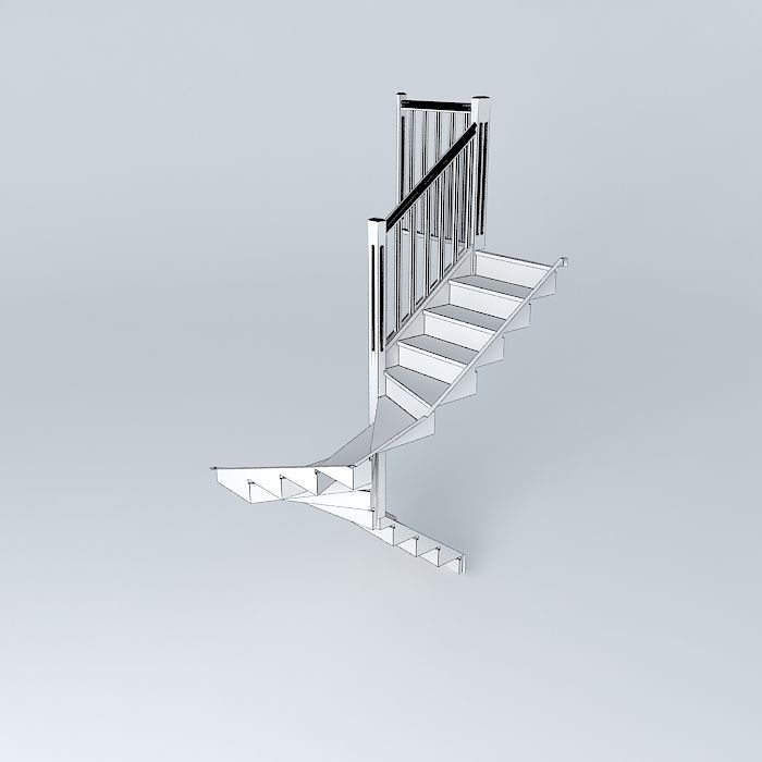 Internal staircase half turn Free 3D model_4