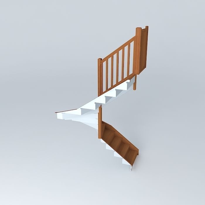 Internal staircase half turn Free 3D model_1
