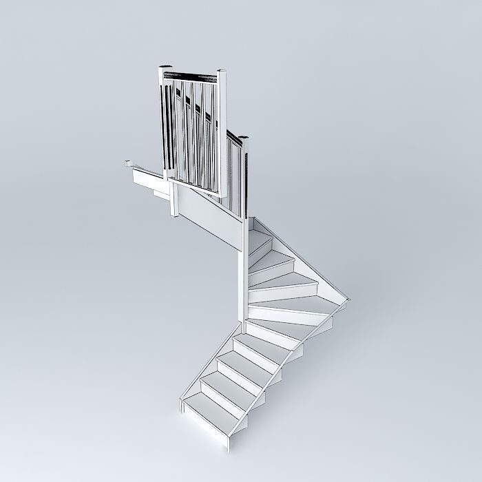 Internal staircase half turn Free 3D model_3