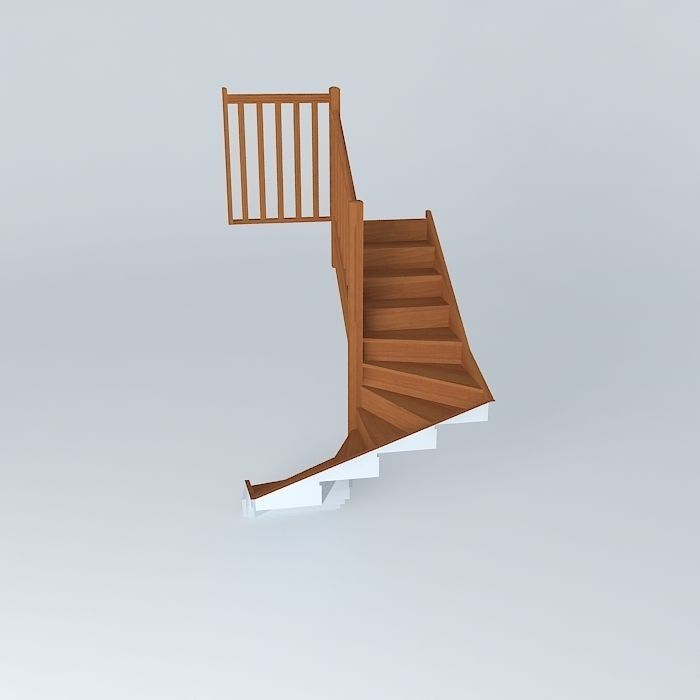 Internal staircase half turn Free 3D model_2