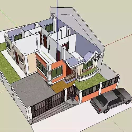 Mediterranean Bungalow Villa interior divider 3D model