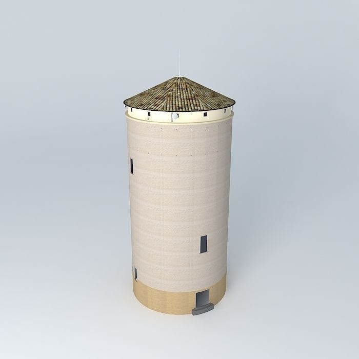Water tower overlooking Tournus Free 3D model_1