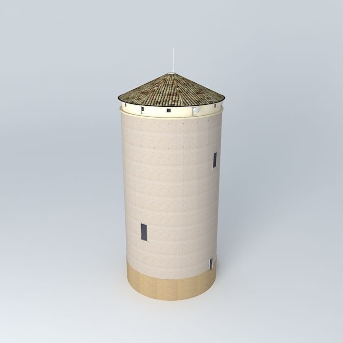 Water tower overlooking Tournus Free 3D model_2