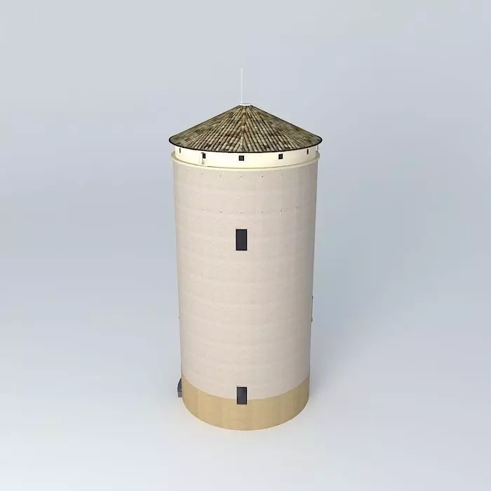 Water tower overlooking Tournus Free 3D model_0