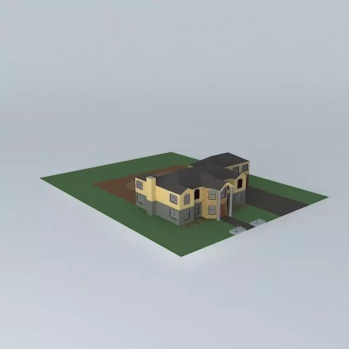 Stone and Roman Brick Mansion Free 3D model