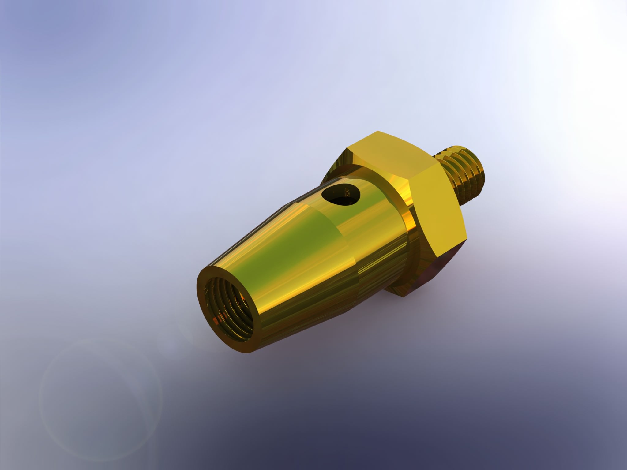Venturi brass fitting with threaded end Free 3D model_1