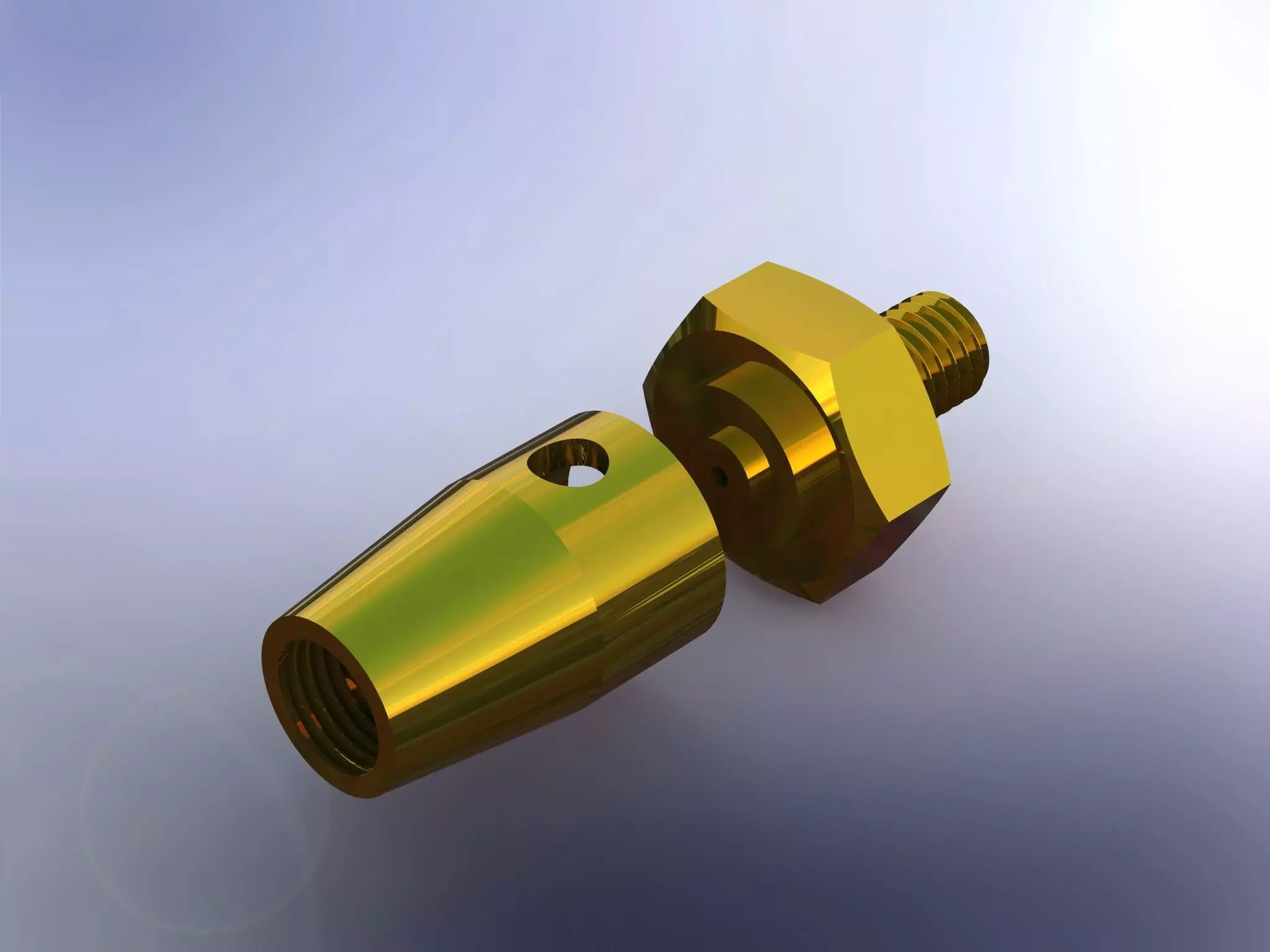 Venturi brass fitting with threaded end Free 3D model_0