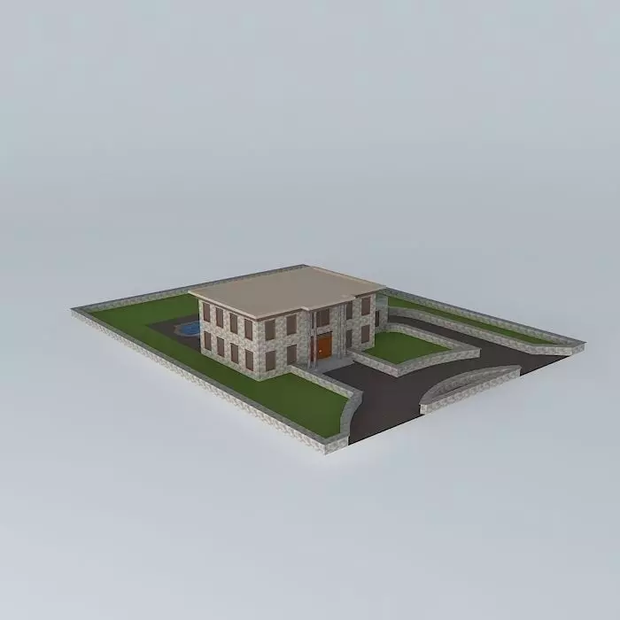 Stone Brick Mansion Free 3D model_0