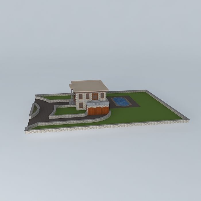 Stone Brick Mansion Free 3D model_2