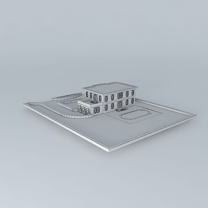 Stone Brick Mansion Free 3D model_4