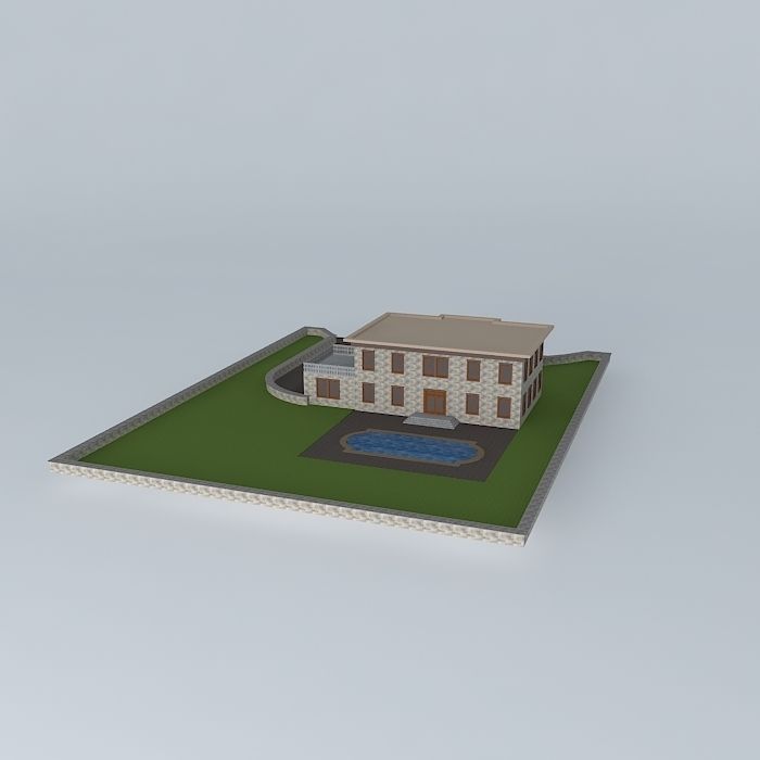 Stone Brick Mansion Free 3D model_1