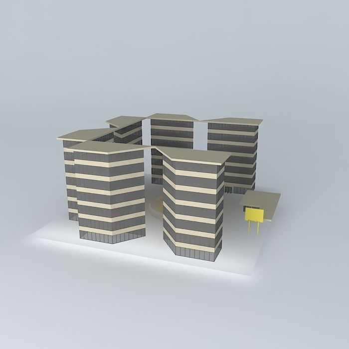 Hotel Complex Free 3D model_1