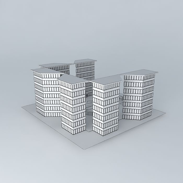 Hotel Complex Free 3D model_4