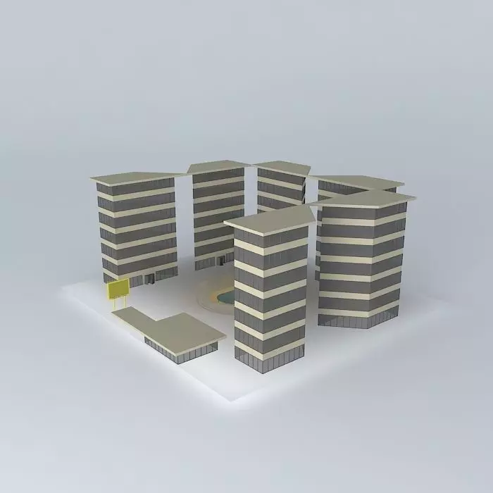 Hotel Complex Free 3D model_0