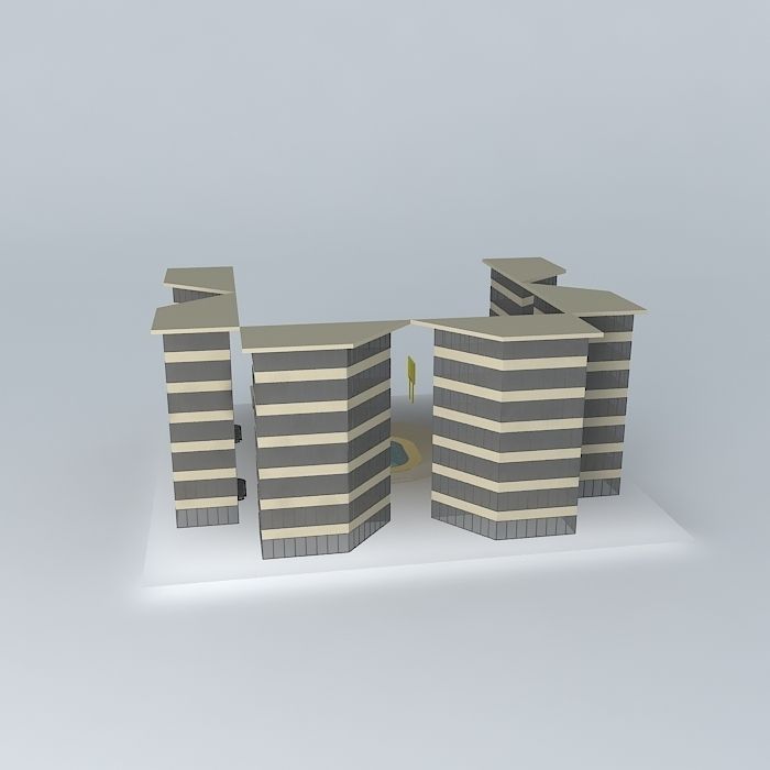 Hotel Complex Free 3D model_2