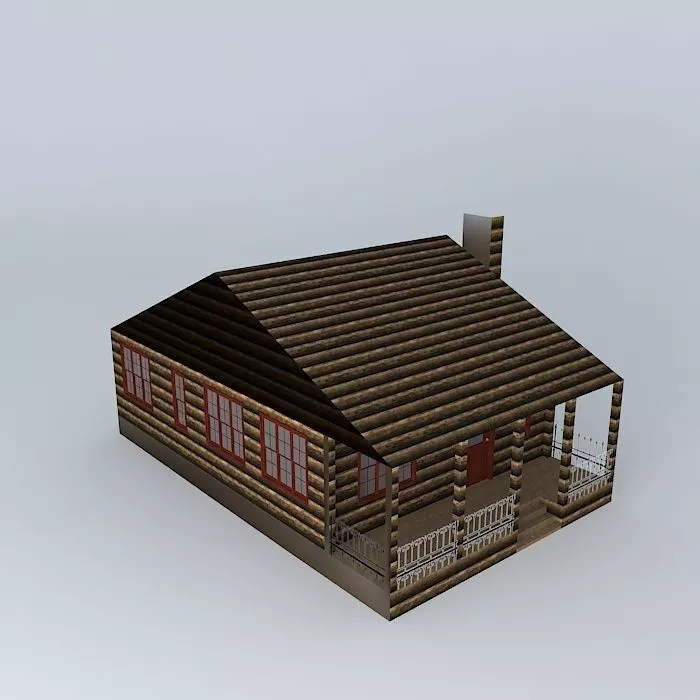 Fully Furnished Log Cabin Free 3D model