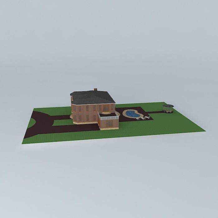 Large Mansion Free 3D model_2