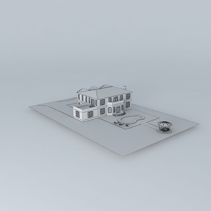 Large Mansion Free 3D model_4