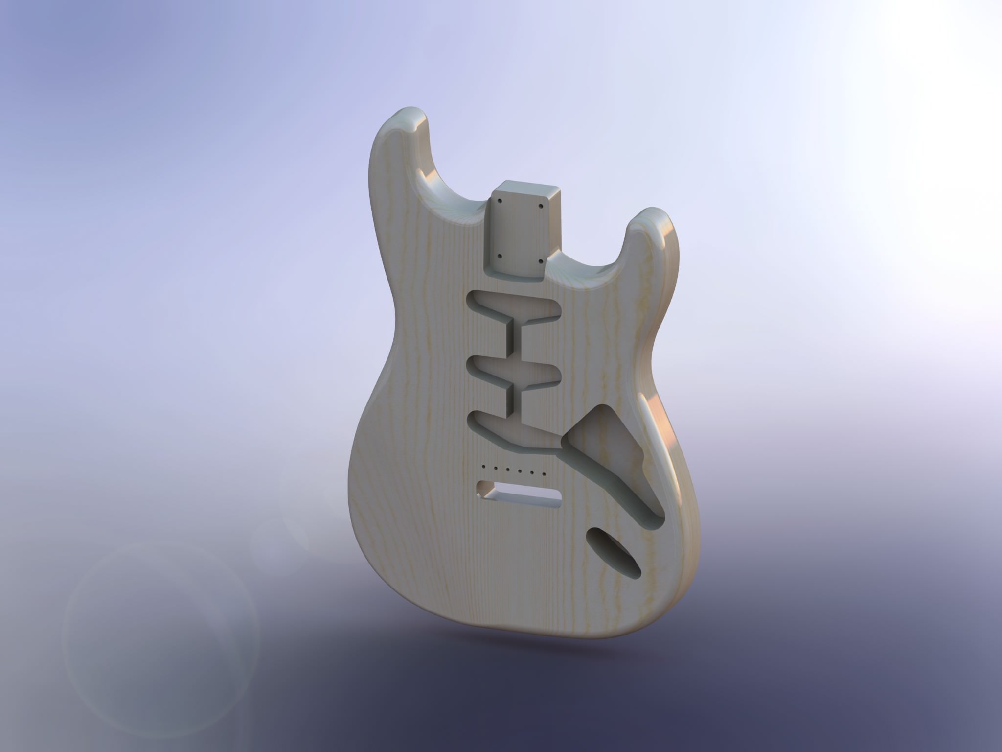 60s Strat Body 3D model_1