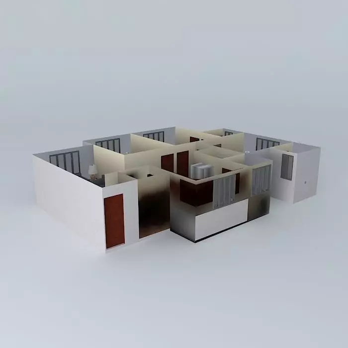 Furnished 3-Bedroom Apartment Free 3D model