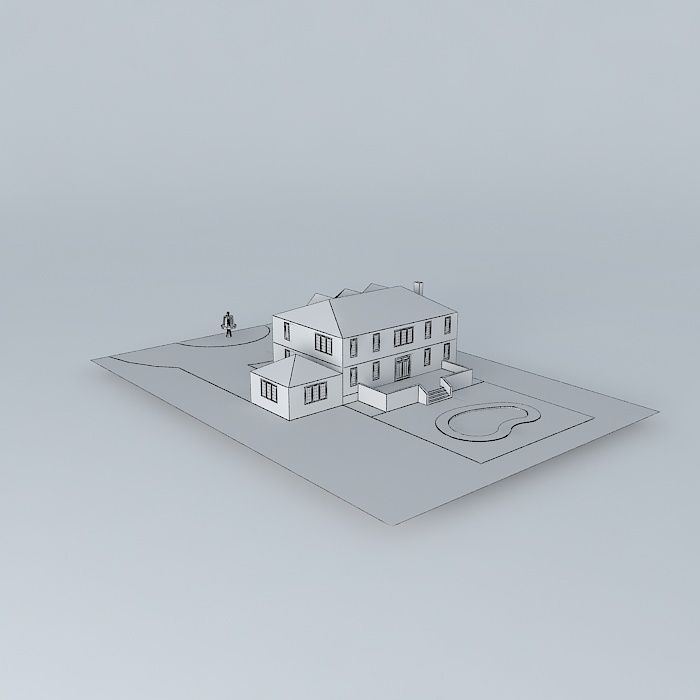 Light Red Brick Mansion Free 3D model_4
