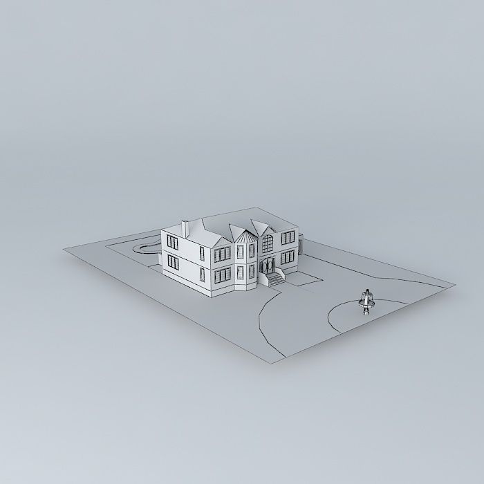 Light Red Brick Mansion Free 3D model_3