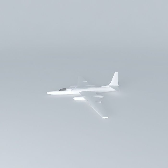 U2 airplane flying in sky 3D model_2