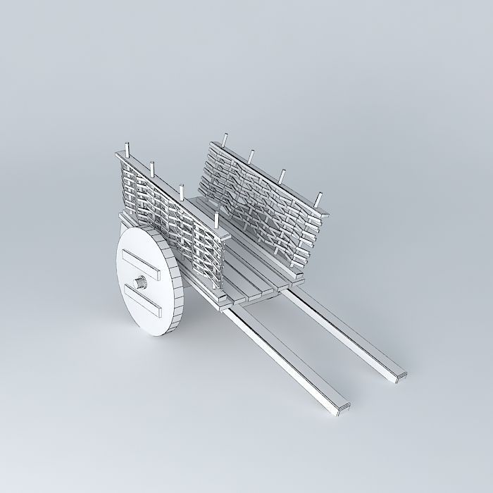 Wooden cart 3D model_3