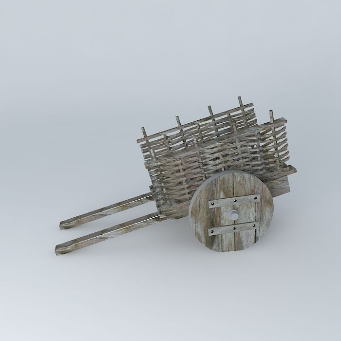 Wooden cart 3D model_2